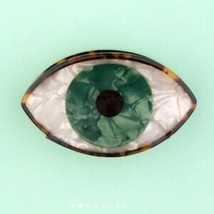 Evil Eye Green/Brown Tortoise Claw Clip